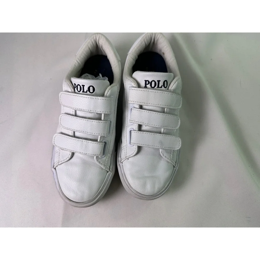 Polo Ralph Lauren Kids Saylor‎ Sneakers White Leather Pony Strap Shoes Size 2